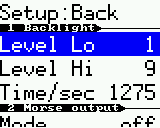 amenu setup backlight levels